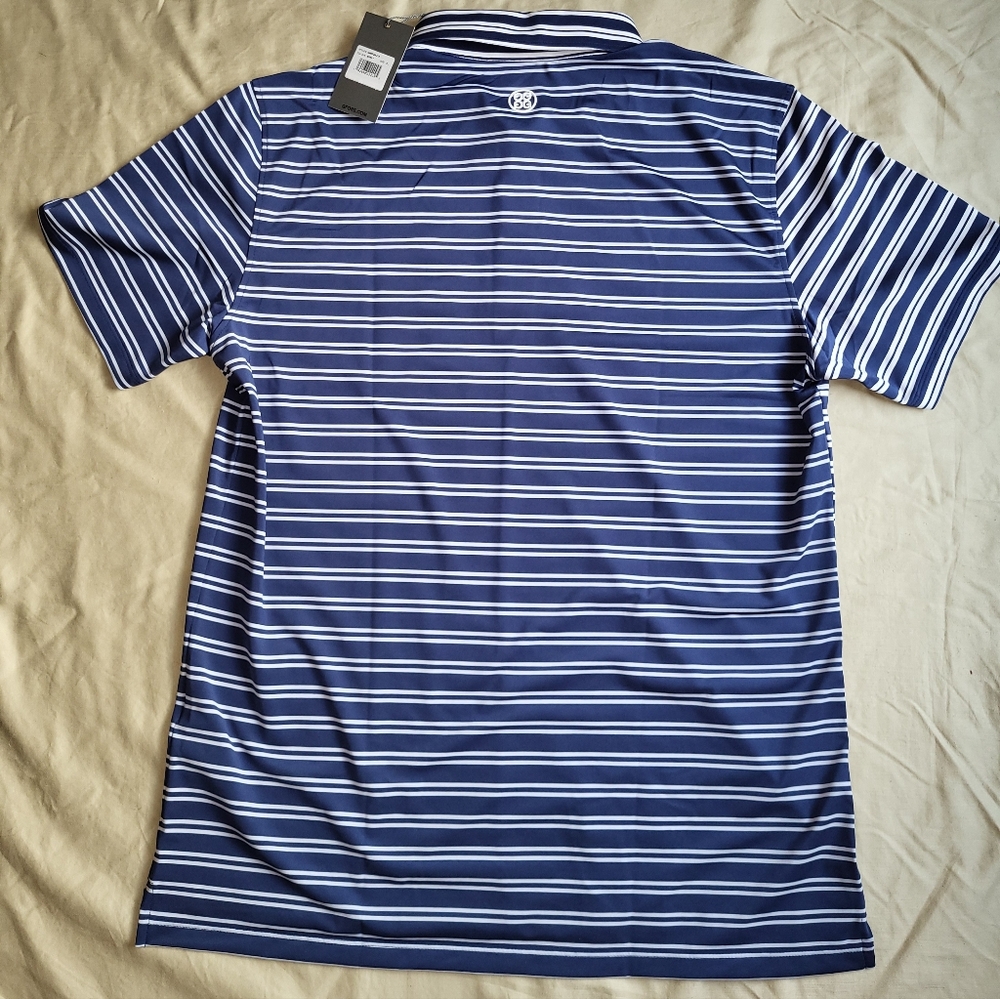 G/FORE Offset Blue and White Striped Men's Polo Shirt Size XL NWT - Picture 4 of 7